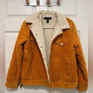 Forever 21 Corduroy Jacket with Sherpa Lining -Orange/Yellow